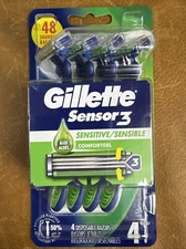 Gillette Sensor3 Sensitive Men's Disposable Razors- Green- Pack of 4