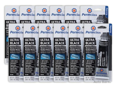 RTV Silicone Gasket Maker Ultra Black Maximum Oil Resistance (3.35 oz.) 12 Pack