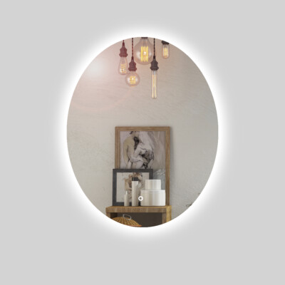 Ogomondo Spiegel 5mm Oval Hintergrundbeleuchtung LED Schalter Touch PVC und MDF