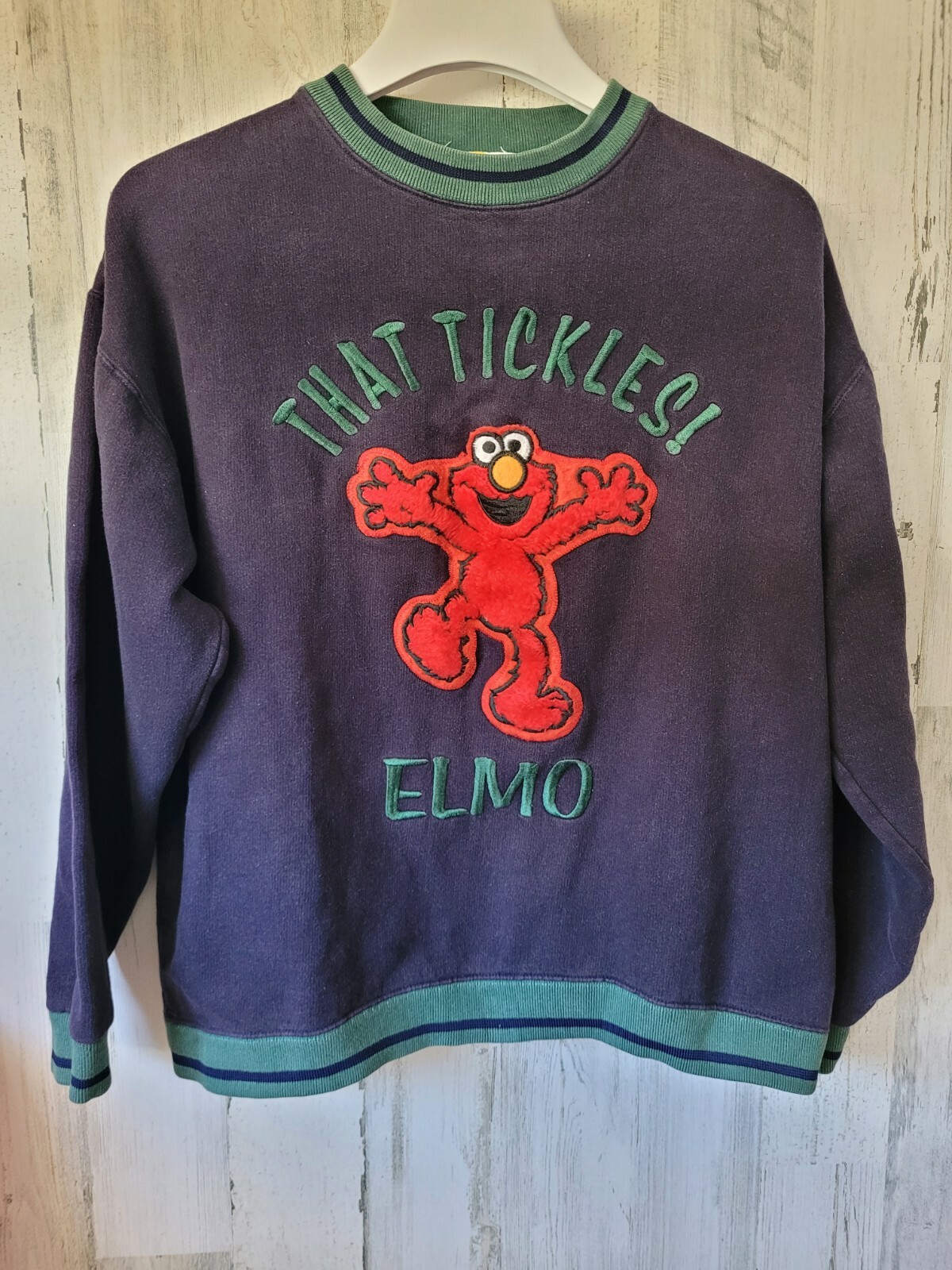 Vintage Sesame Street Elmo Navy Embroidered That Tick… - Gem