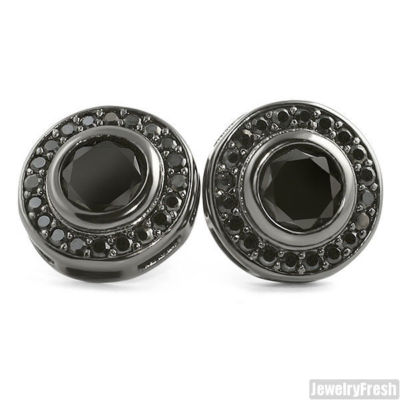 Cubic Zirconia Bezel Set Big Stone Black CZ Stud Earrings
