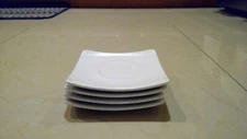 Gibson Elite SOFT SQUARE WHITE coffee tea Plate 5" Set of 4