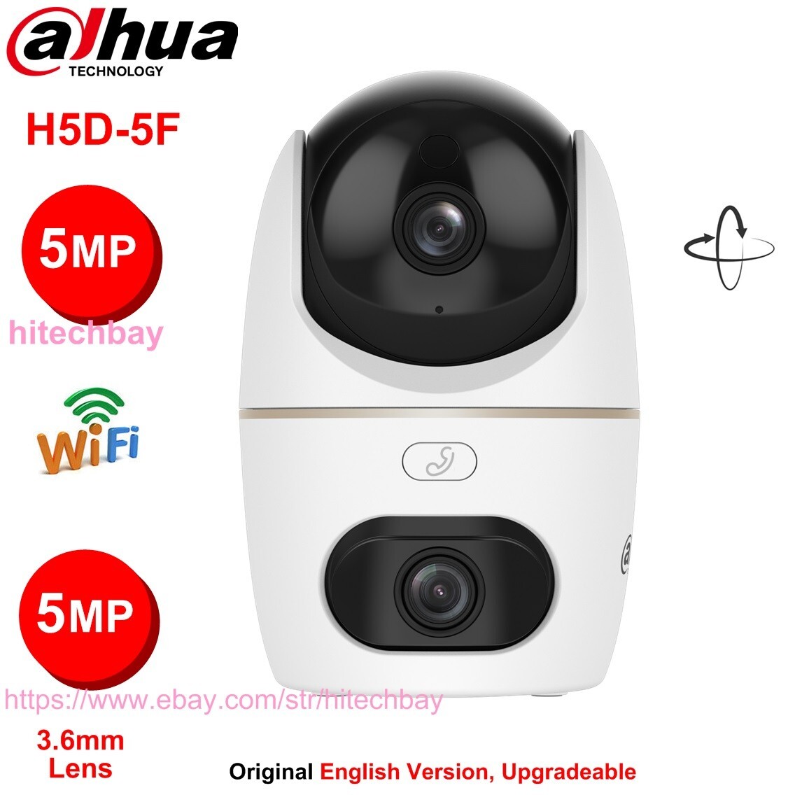 Dahua H5D-5F 5+5MP Dual-Lens Pan-Tilt WiFi Camera 2-Way Talk Dahua H5D-5F 5+5MP Dual-Lens Pan-Tilt WiFi Camera 2-Way Talk