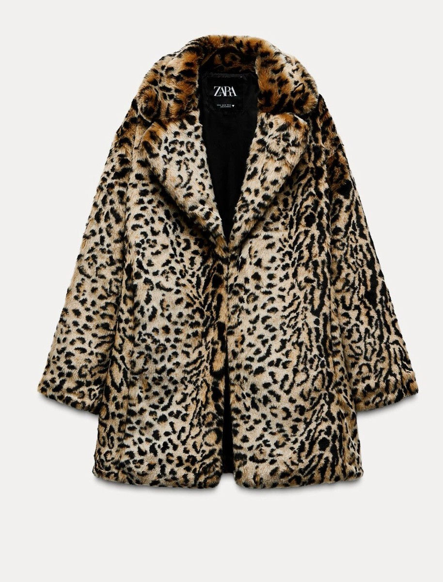 ZARA WOMAN LEOPARD FAUX FUR COAT MULTI FW24 SZ. SMALL NWT REF:1255