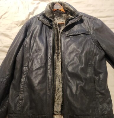 Boston Harbour Grey Lamb Motorcycle Leather Jacket Cafe Racer Liner EUC 