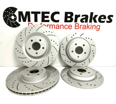 MTEC BRAKES Ford Focus RS 2.3 MK3 15-18 Front Rear Drilled & Grooved Brake Discs 350mm 302mm