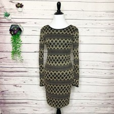 Black & Gold Metallic Long Sleeve Dress Size Small