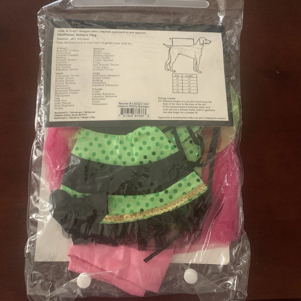 Disfraz de perro de Halloween de negocios bruja Zack & Zoey XS-XL Foto 3 de 4