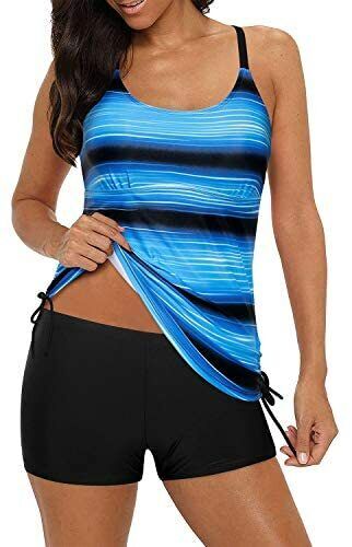 Yonique Strappy Tankini Swimsuits for Women with Shorts Drawstri