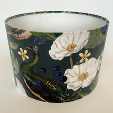 New Luxury Peacock Velvet Floral Lampshade - Handmade to order