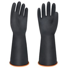 14" XL Latex Chemical Resistant Gloves - Reusable Heavy Duty Long Rubber Dish...