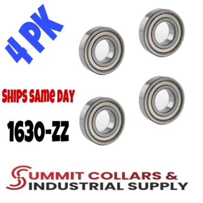 1630-ZZ Shielded Radial Ball Bearing 3/4 ID X 1-5/8 OD X 1/2 Wide (4PK)