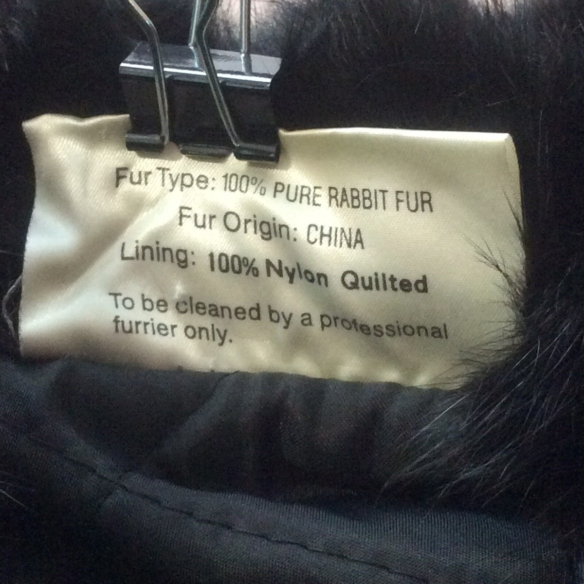 Vtg Genuine Rabbit Fur Coat Medium Black Somerset Furs Quilted
