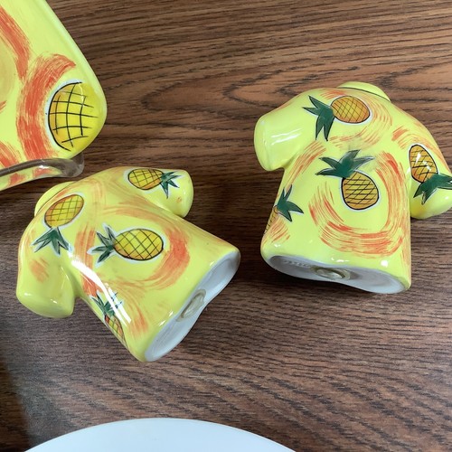 Tommy Bahama Melamine Plates, Pineapple Ceramic Shirt Salt & Pepper Trinket Dish - Picture 7 of 20