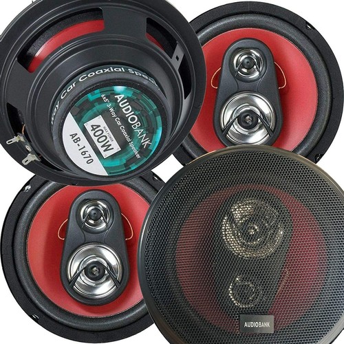 4X Audiobank 6.5" 800 Watts Max Power 4-Way Red Car Audio Stereo Coaxial Speaker