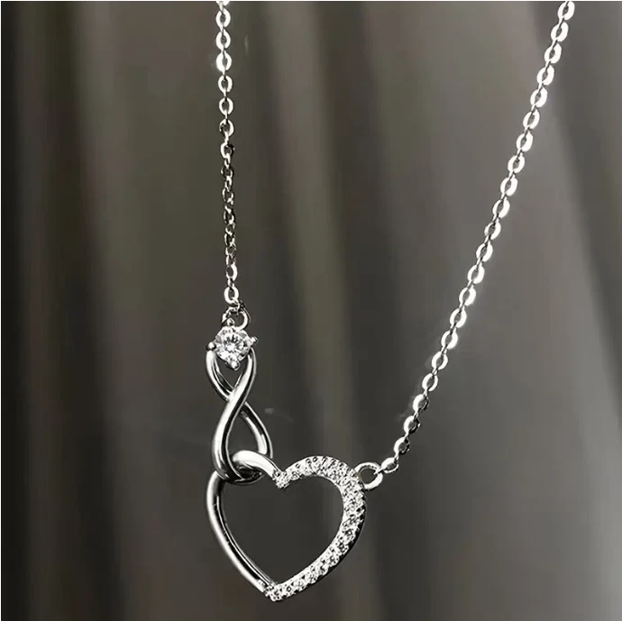 Collana Donna Cuore idea Regalo Elegante Gioiello Brillante Regalo Romantico - Immagine 3 di 4