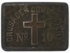 1920's Masonic Belt Buckle Prototype Casting Crusader Commander No 10 C.E. Ward