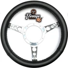 Leather Steering Wheel 13" Classic Vintage Kit Car Semi Dished 9 Hole + Fittings