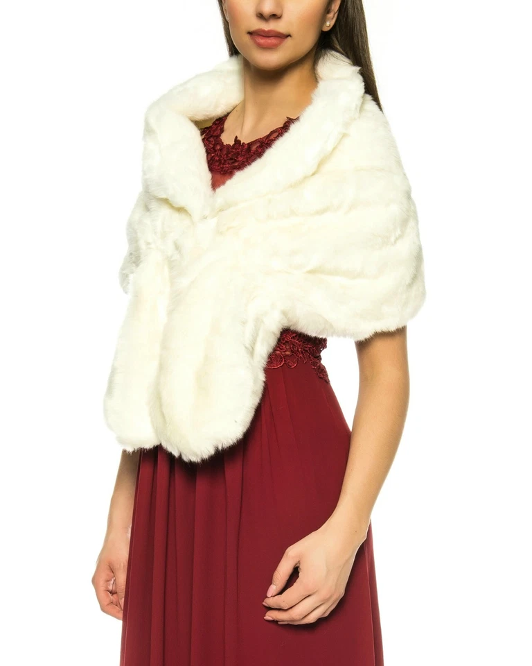 PELZ ABEND JACKE BLAZER BRAUT STOLA KUNST PELZ BOLERO WEISS SCHAL ART: MA - Bild 2 von 3