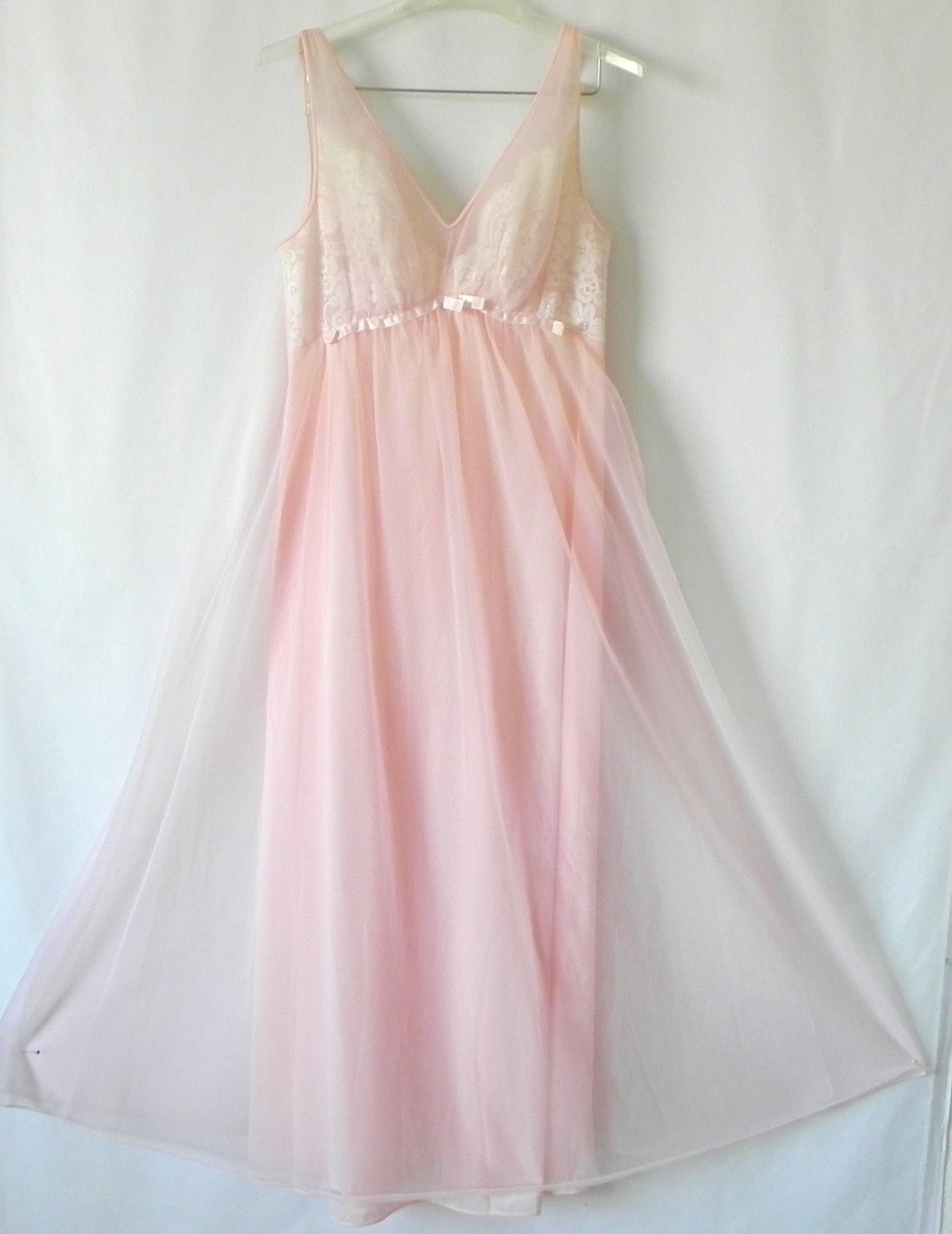 Vtg Vanity Fair Night Gown Chiffon Light Pink Maxi Swing Size 66(Fits M) |  eBay