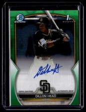 2023 Bowman Draft Chrome Green Lava Auto Refractors Dillon Head RC Auto /99