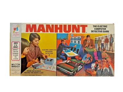 1972 Manhunt The Electric Computer Detective Crime Board Game Vintage incomplete