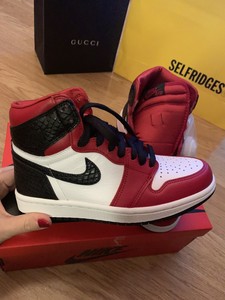 Mujeres Nike Air Jordan 1 Alto Og Satén Piel De Serpiente Rojo Negro Blanco  UK 3 Nueva En Caja | eBay