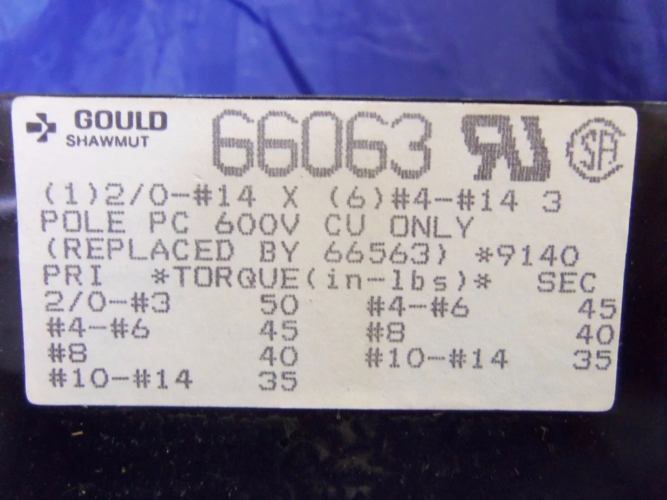 New Gould 66063 PDB Power Block 600V 3 Pole NIB - Image 4 of 4