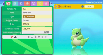 Pokemon Strahlender Diamant & Leuchtende Perle 6IV Shiny Sandshrew Max EVs