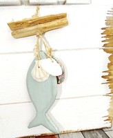 "Deko-HäNger \"Fisch\" 25Cm Holz Blau/Weiß DekohäNger Maritim*Shabby Muscheln"