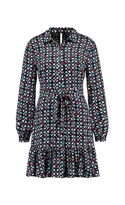 Pepe Jeans Baldrian Tie Waist Long Sleeve Printed Mini Shirt Dress Size S/UK 6-8