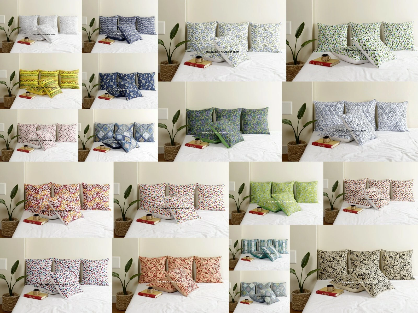 Indien Handmade Kantha Quilted Printed Cushion Cover Decor Sofa Pillow Case 16"