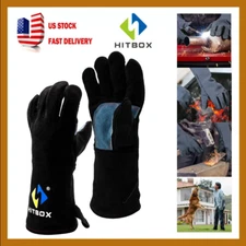 14 ‘’ Thick Cowhide Leather Protective Welding Gloves Heat resistant Work Gloves
