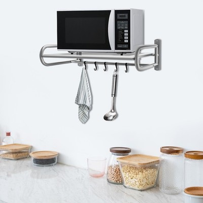 Microwave Oven Rack Wall-Mount Kitchen Shelf Shelves Counter New Stainless Steel