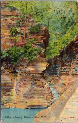 Pillar of Beauty Watkins Glen NY Postcard Linen Era 1 Cent Stamp 18218 B62