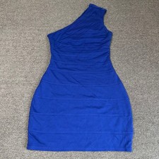 Express Royal Blue One Shoulder Bandage Bodycon Mini Dress Size Small Y2K Club