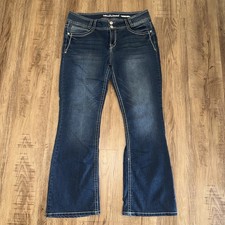 WallFlower Jeans Luscious Curvy Fit Bootcut Flap Pockets Thick Stitch Womens 15
