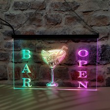Bar Open Beer Cocktails Pub LED Neon Light Sign Colorful Flowing Effect Style