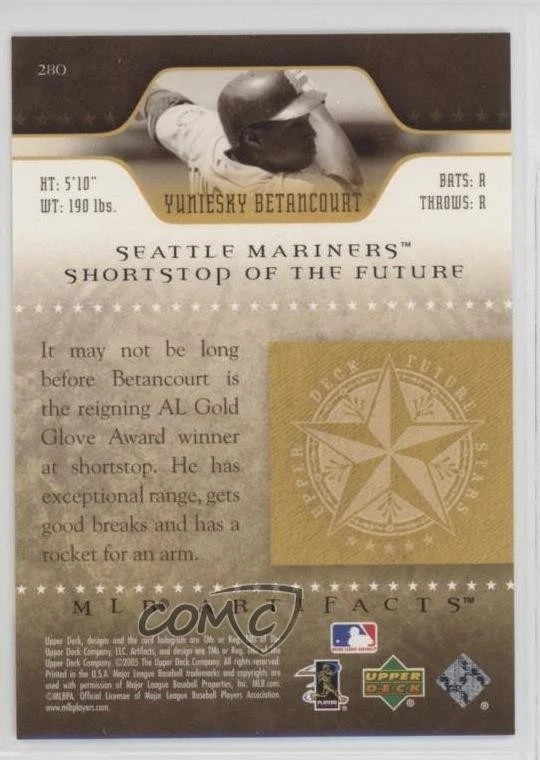 2005 Upper Deck Artifacts Future Stars /799 Yuniesky Betancourt #280 Rookie RC - Image 2 of 2