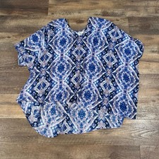 Show Me Your MuMu Tunic Top Purple Blue Geometric Sheer Hippie Boho Size S