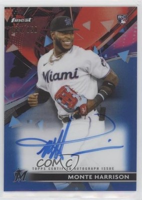 2021 Topps Finest Blue Refractor 83/150 Monte Harrison #FA-MH Rookie Auto RC ii1