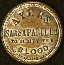 EP-34a , 3¢ Ayer's Sarsaparilla Medium Ayer's , 1862 Encased Postage, EF