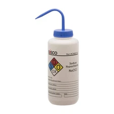 Wash Bottle Sodium Hypochlorite 1000ml Color Coded Wide Mouth Polyethylene