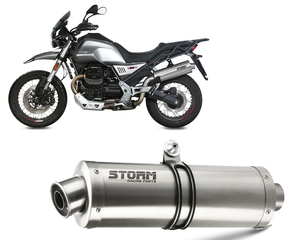 Exhaust Storm by Mivv Muffler Oval Steel for Moto guzzi v85 tt 2019 > 2024