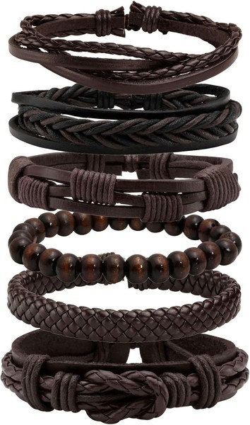 Lederarmband Geflochten Verstellbar Punk Manschette FüR Herren Damen Armreif-image