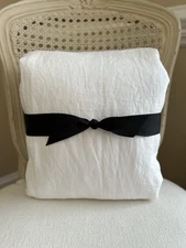 Pottery Barn Belgian Flax Linen KING/CAL. KING Duvet Cover White PRE-OWNED