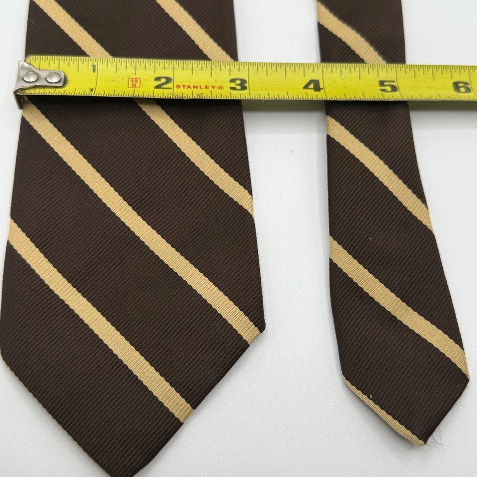 Corbata de seda a rayas para hombre KETCH marrón dorado formal negocios Foto 3 de 4