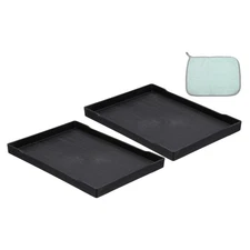 11.7 x 8.5 Inch Plastic Serving Tray, 2 Pcs Reusable Fast Food Tray, Black