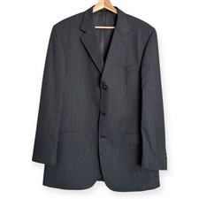 Oscar De La Renta 100% Wool Gray Pinstripe Three Button BlazerMen's Size 44L