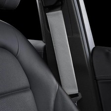 1P Genuine Cowhide Leather seat Belt Cover pad, car Seatbelt Covers Strap Grey
